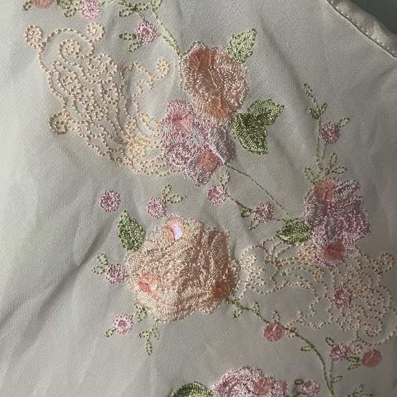 Vintage White Sheer Flower Embroidered Nightie Large - Picture 6 of 12